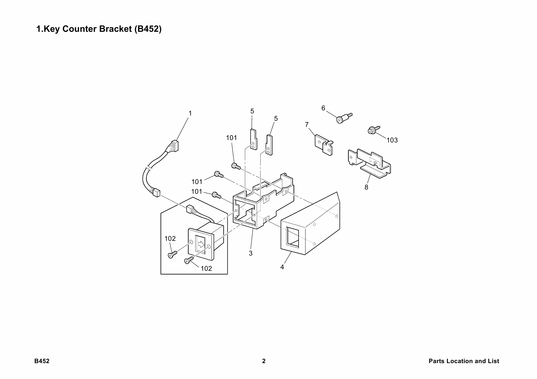 RICOH Options B452 KEY-COUNTER-BRACKET-TYPE-1027 Parts Catalog PDF download-4